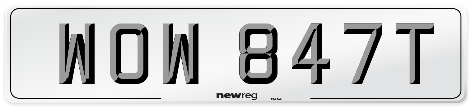 WOW 847T Number Plate from New Reg